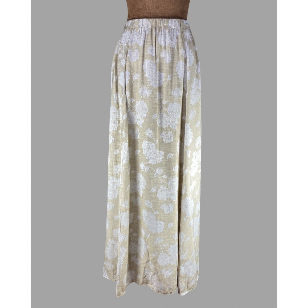 CP Shades Womens Tan White Floral Jacquard Rayon Maxi Skirt Size M Quiet luxury - Picture 7 of 13